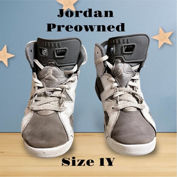 Nike Other - Nike Boys Air Jordan 6 DV3605-100 Gray Basketball Shoes /Sneakers Size 1Y